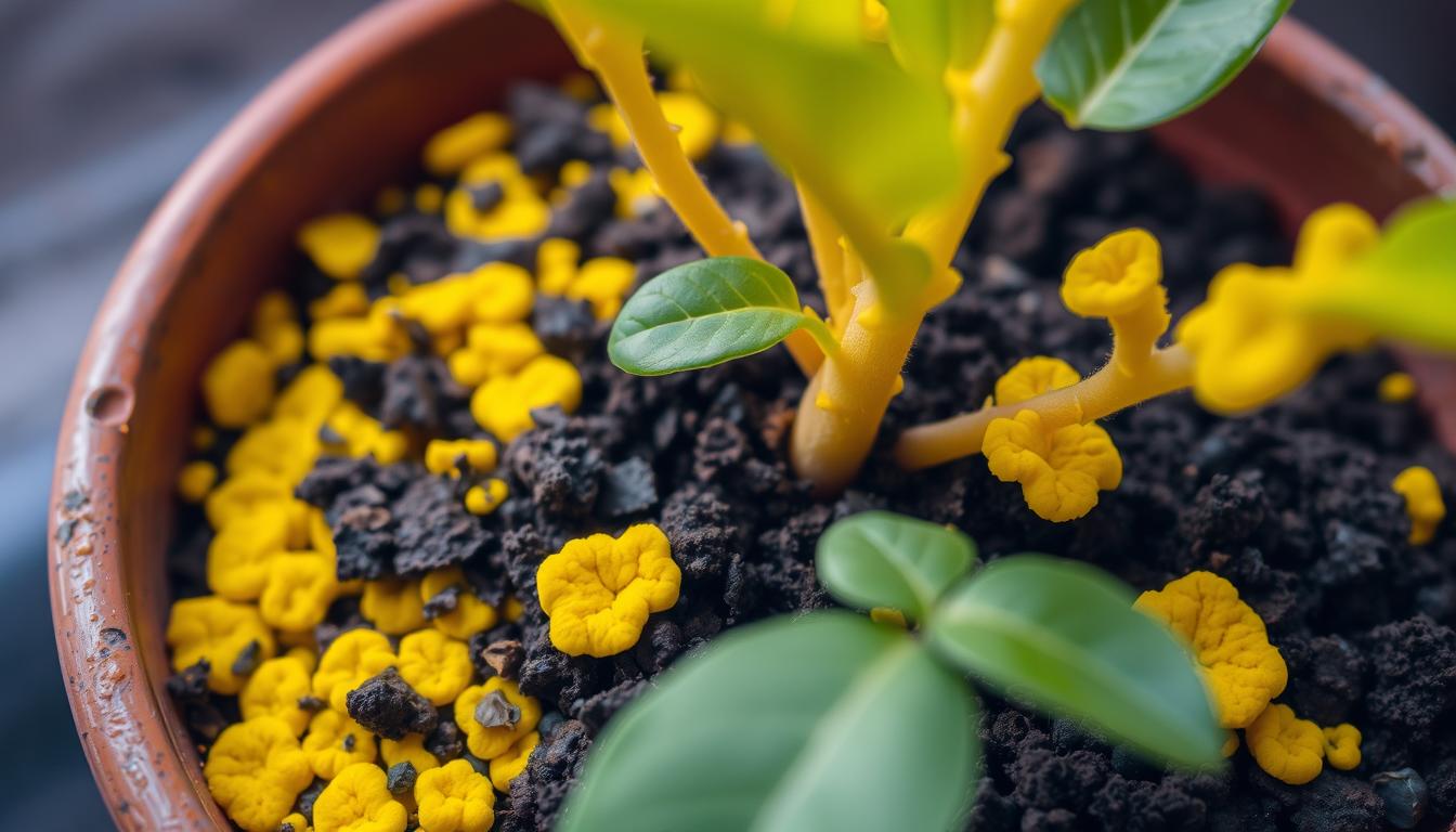 Żółta pleśń w doniczce