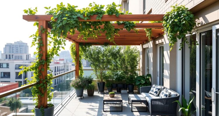 pergola na balkonie w bloku