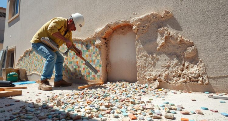 Jak usunąć tynk mozaikowy na elewacji