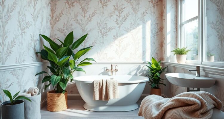Łazienka z tapetą aranżacje