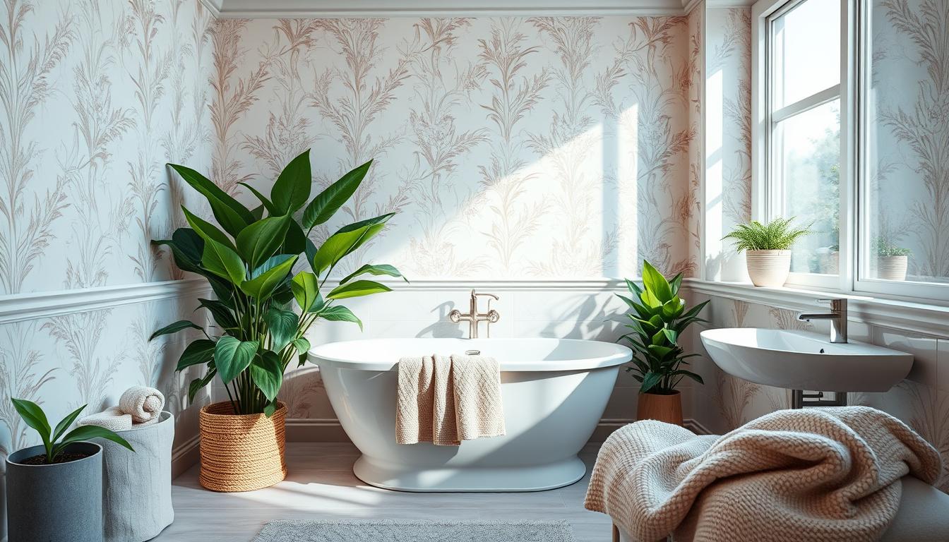 Łazienka z tapetą aranżacje