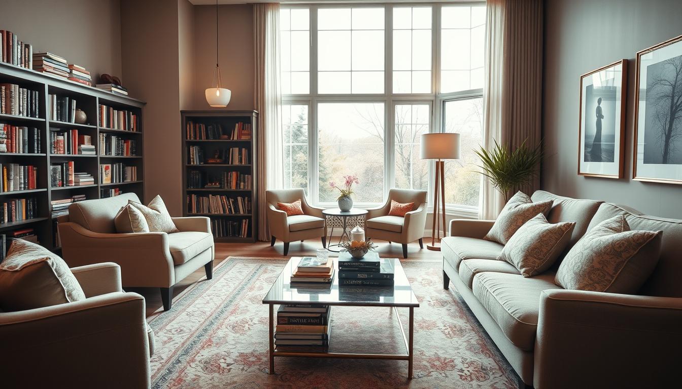 Salon z książkami - aranżacje